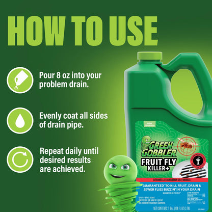 FRUIT FLY GOODBYE Gel Drain Treatment | Drain Fly Killer | Fruit Fly Killer | Drain Flies Treatment | Fruit Flies Treatment | Drain Fly & Fruit Fly Eliminator (1 Gallon)