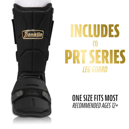 Franklin Sports Baseball + Softball Leg Guard - PRT Series Adult Shin + Foot Shield for Batting - Protective Leg + Ankle Guard with Toe Plate - Right Hand + Left Hand Hitters - Black/Gold - One Size