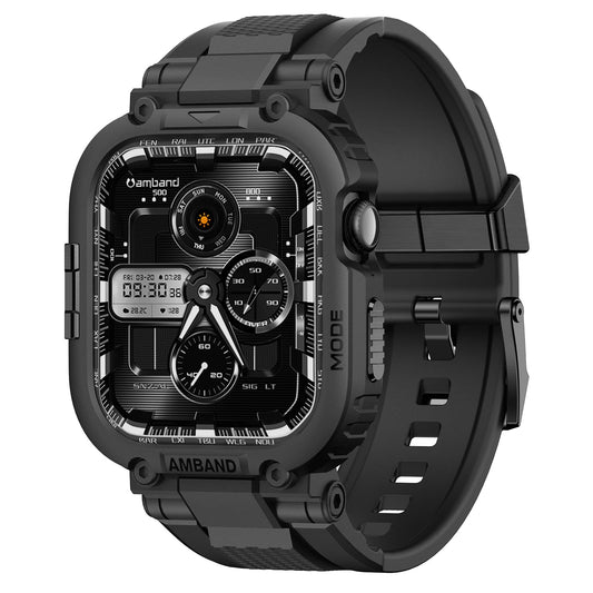 amBand Bands Case Compatible with Apple Watch Series 11/10 46mm for Men, M1 Sport Rugged Heavy Duty Cover Tactical Strap Military Grade Protective Bumper Protector for iWatch 46 mm Men, Black