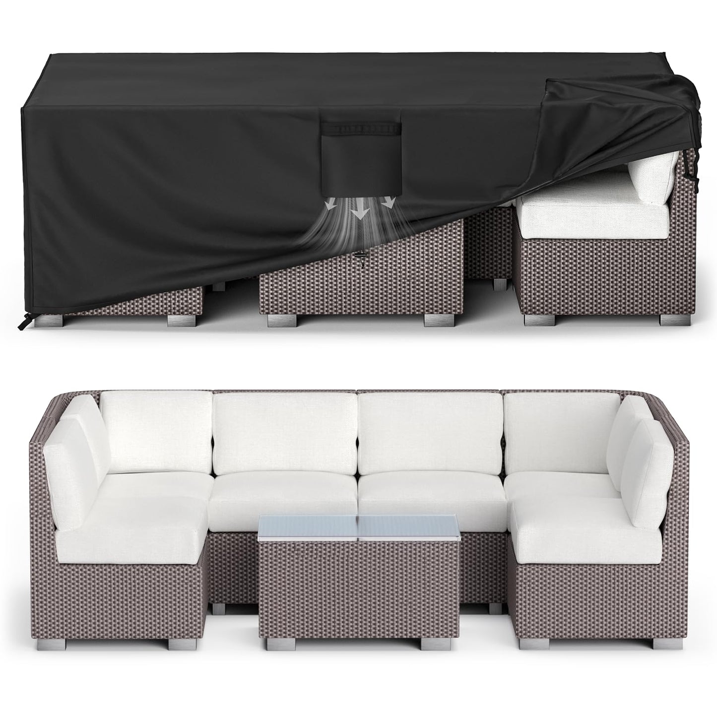 MR.COVER Patio Furniture Cover Waterproof, Outside Table and Chair Set Cover, Garden Windproof Heavy Duty Furniture Protection for Outdoor Sectional Sofa Chair Set Size 88L x 62W x 28H inch