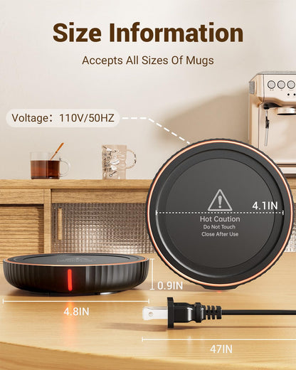 HouseGem Large Candle Warmer Plate - Coffee Cup Mug Warmer for Desk, Candle Melter, Electric Mug Heater for Beverages, Milk & Tea, Coffee Accessories Ideal Gifts Keep Cup Warm (Black)