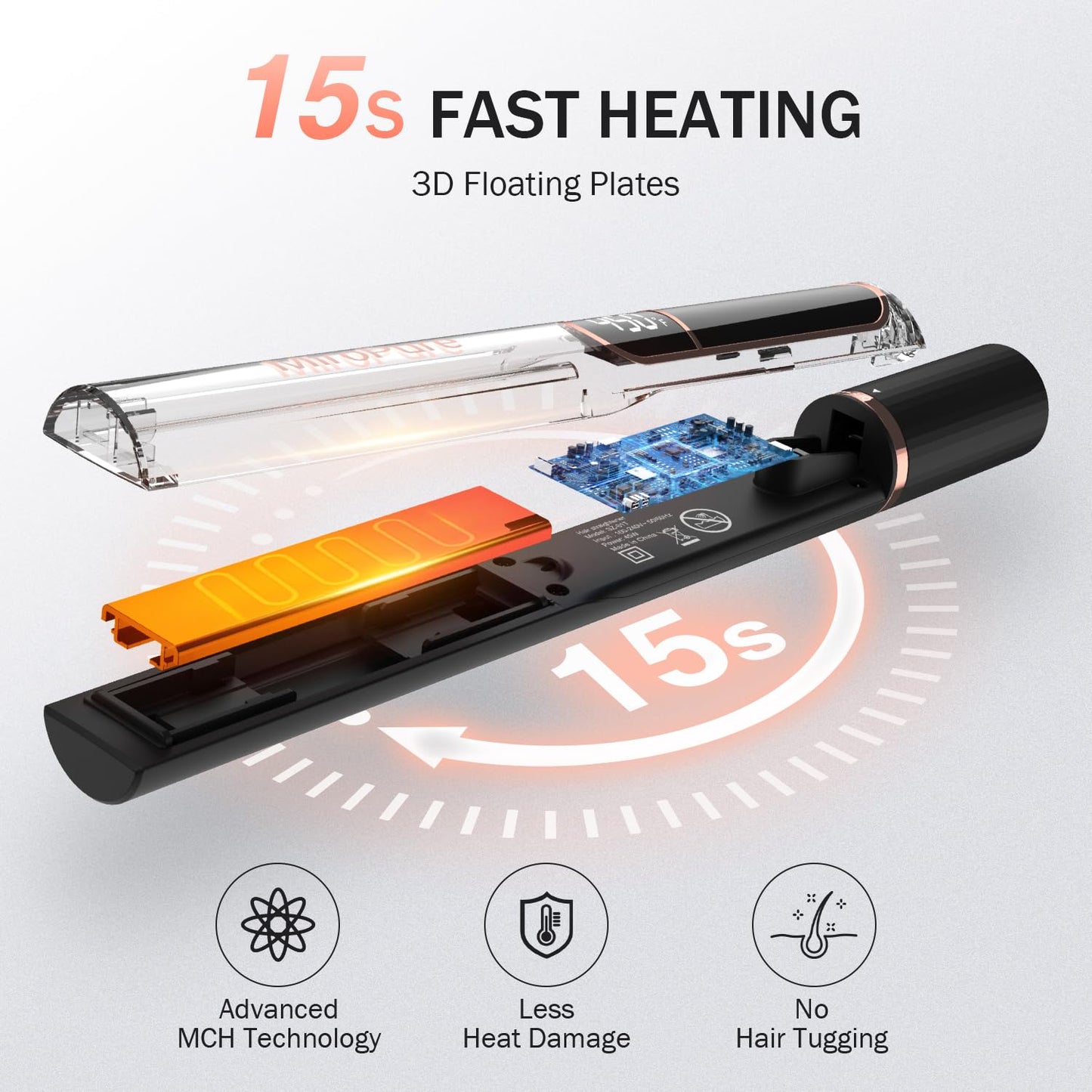 MiroPure Flat Iron Hair Straightener, 1 Inch Titanium Plates Hair Straightener with 15S Heat-up, Professional MCH Ceramic Negative Ion Hair Iron Dual Voltage for Women Hair with Auto Shut-Off