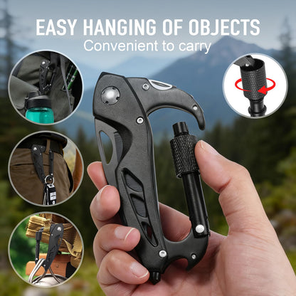 Stocking Stuffers for Men Adults, 6 in 1 Multitool Carabiner with Pocket Knife, Christmas Gifts for Mens Him, Cool Gadgets for Men, Folding Knives, Bottle Opener, Window Breaker And Screwdriver