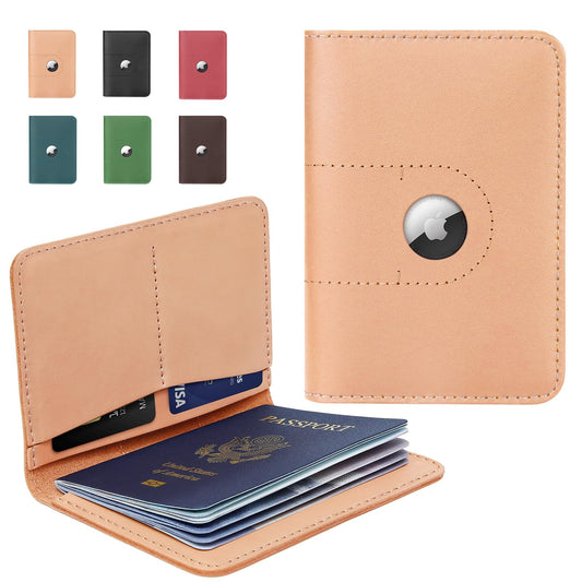 ALLIVE Passport Holder for Travel, Genuine Leather Passport Holder with Airtag Women Men,Travel Must Haves Airport Essentials, Passport Cover Travel Gifts Beige