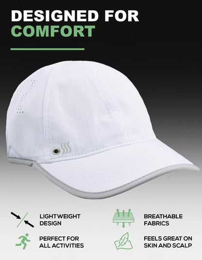 SAAKA Lightweight Hat for Men. Fast Drying, Stays Cools. Best for Running, Tennis, Golf and All Sports (White)
