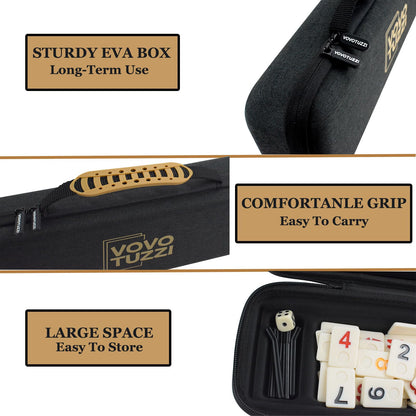 Rummy Cube Game Original, 106 Rummy Tiles Game Set, with 4 Racks/Trays& 160 Rummy Tiles,with One Zipper Box, Travel & Family Board Game for Adults and Kids