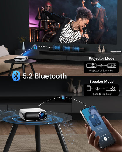 HAPPRUN Projector, Google TV Projector with WiFi and Bluetooth, 4K Support, Netflix-Licensed, HDR 10+, Native 1080P Outdoor Movie Projector, Smart Home Theater Projector Support Google Cast & Airplay