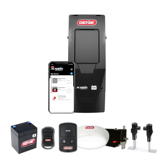 Genie B6172H Wall Mount Smart Garage Door Opener, DC Motor Lifts up to 14ft high 850lbs, Black