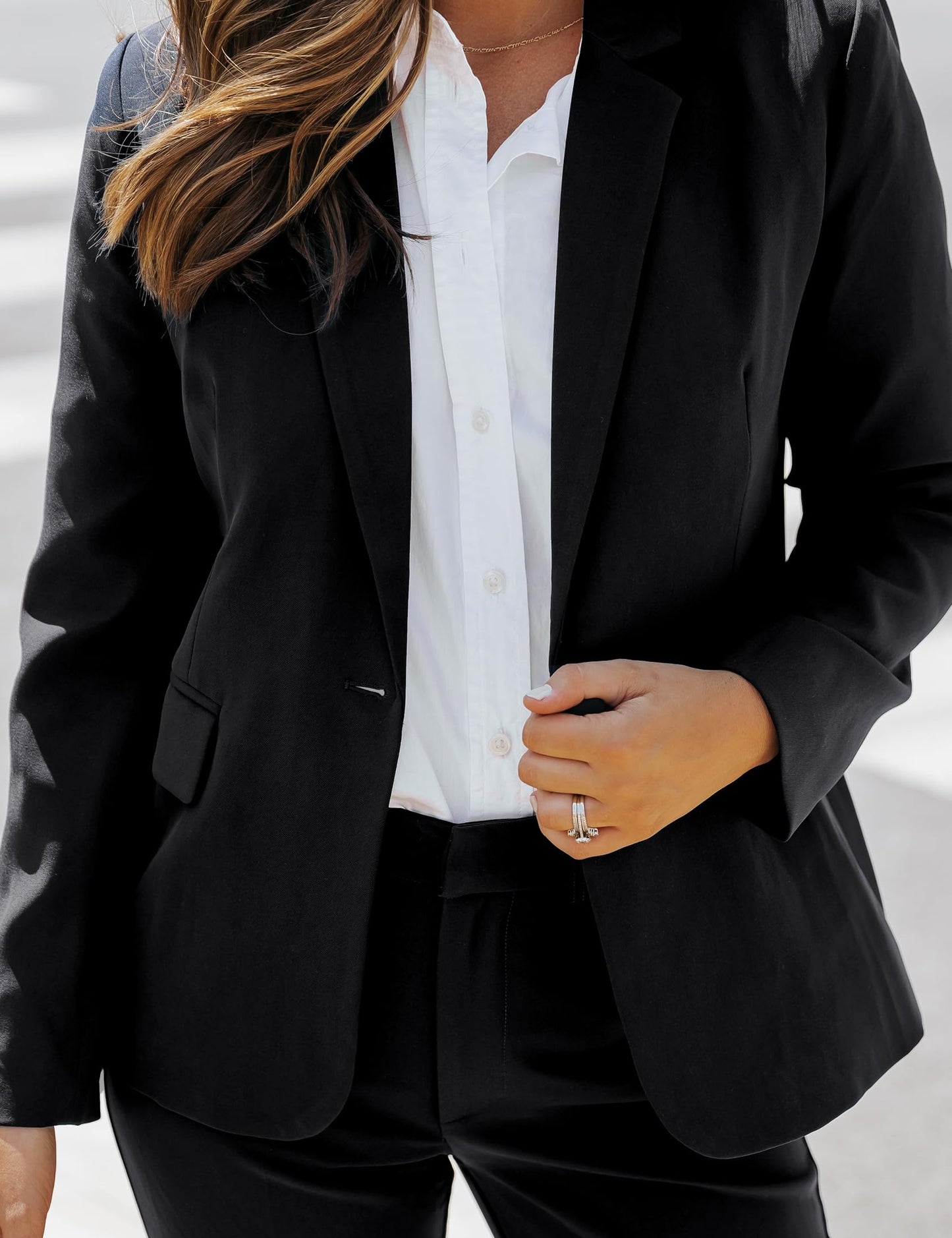 luvamia Women's Two Piece Sets Pants Suits Dressy Business Casual Outfits Professional Blazer Pantsuits Set Work Office Black X-Large Fits US 16-18