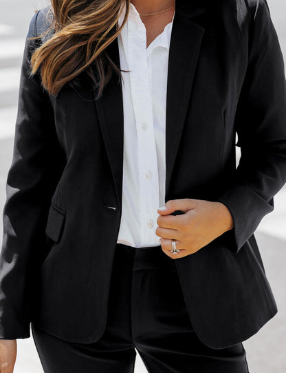 luvamia Women's Two Piece Sets Pants Suits Dressy Business Casual Outfits Professional Blazer Pantsuits Set Work Office Black X-Large Fits US 16-18