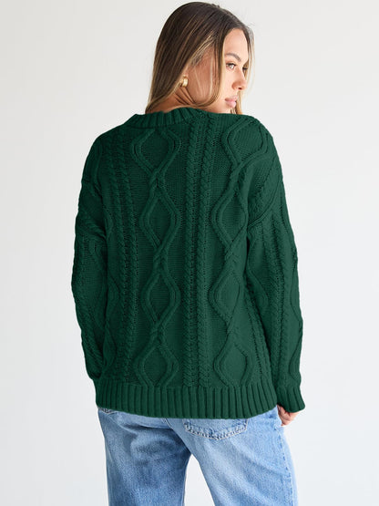 Trendy Queen Oversized Sweaters Womens 2025 Early Fall Fashion Clothes Cable Knit Crewneck Plus Size Pullover Cute Luxury Outfits Chunky Long Tunic Top Winter Holiday Thanksgiving Clothing Green