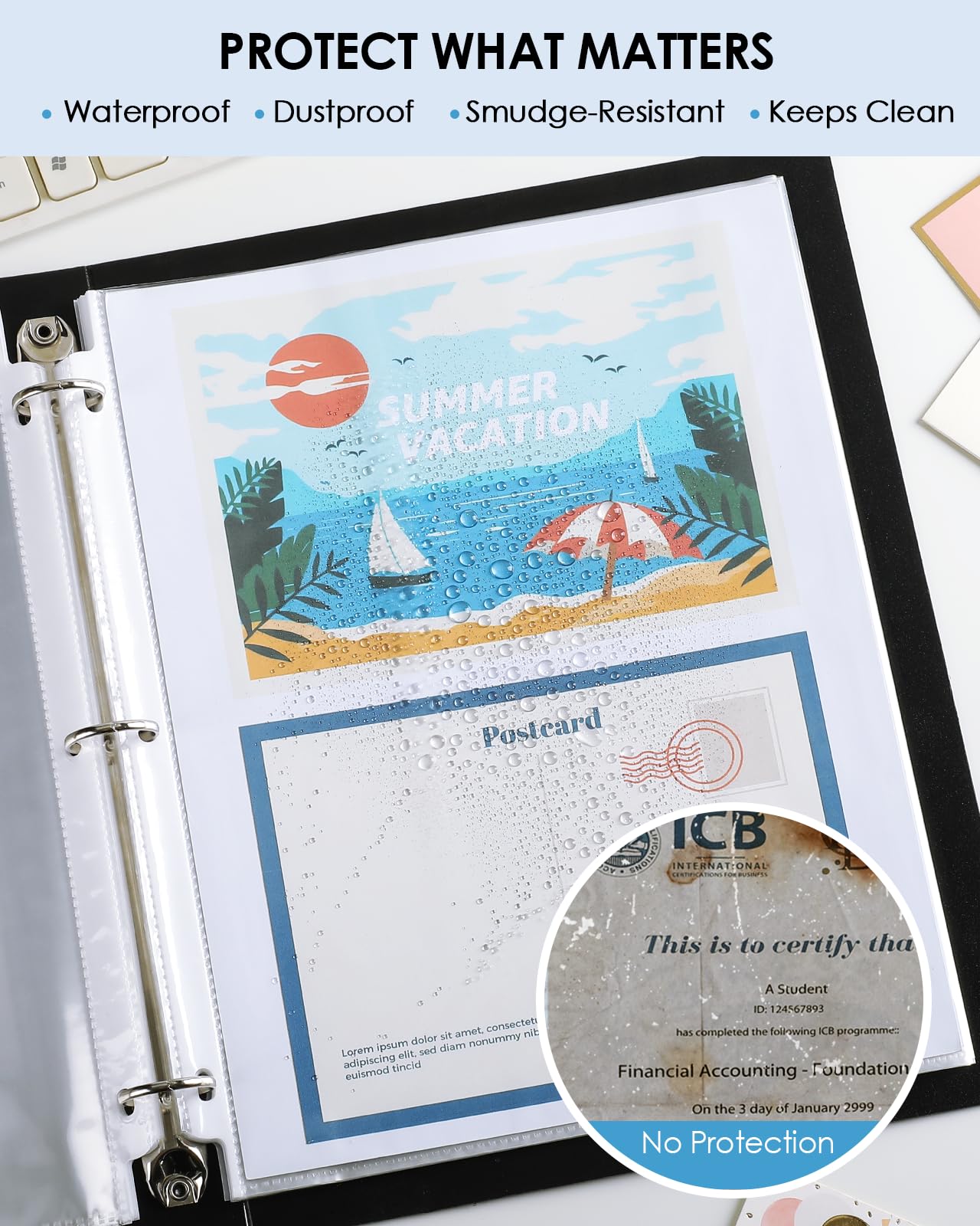 KTRIO Sheet Protectors 8.5 x 11 inch, Clear Page Protector for 3 Ring Binder, Plastic Sleeves for Binders, Top Loading Paper Sheets Document Sleeve Letter Size, Office & Home, 50 Pack