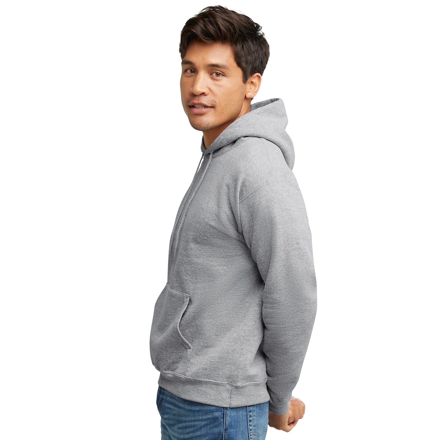 Hanes Men's Pullover EcoSmart Hooded Sweatshirt, Light Steel, Large