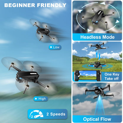 Drone with Camera for Adults, 2K HD GPS Drones with Auto Return, Follow Me, Circle Fly, Waypoint Fly, Stable Hover, Brushless Motor, Foldable 5G Transmission FPV Quadcopter