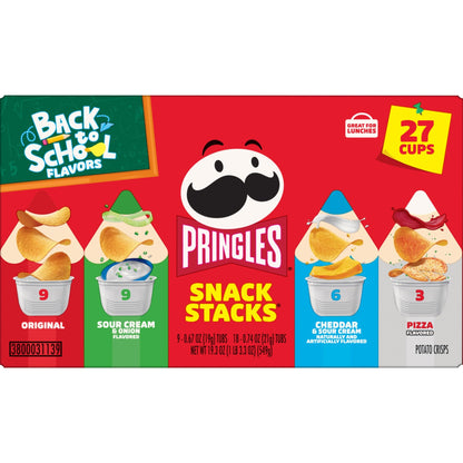 Pringles Potato Crisps Chips, Lunch Snacks, Back to School Snacks, Snack Stacks, Variety Pack (27 Cups)