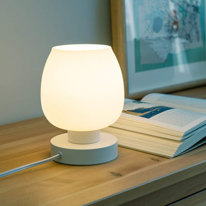 Touch Bedside Table Lamp Set of 2 - Small Modern Nightstand Lamp for Bedroom with USB C+A Charging Ports, 3-Way Dimable Desk lamp with White Opal Glass Lamp Shade, 3000K LED Bulb, Simple Design