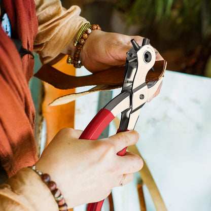 NEU MASTER 2 in 1 Leather Hole Punch Eyelet Tool Kit, 3/16" 4.5mm Revolving Hole Puncher, Eyelet Pliers, Metal Eyelets for Fabric Shoes Leather Clothes Belt