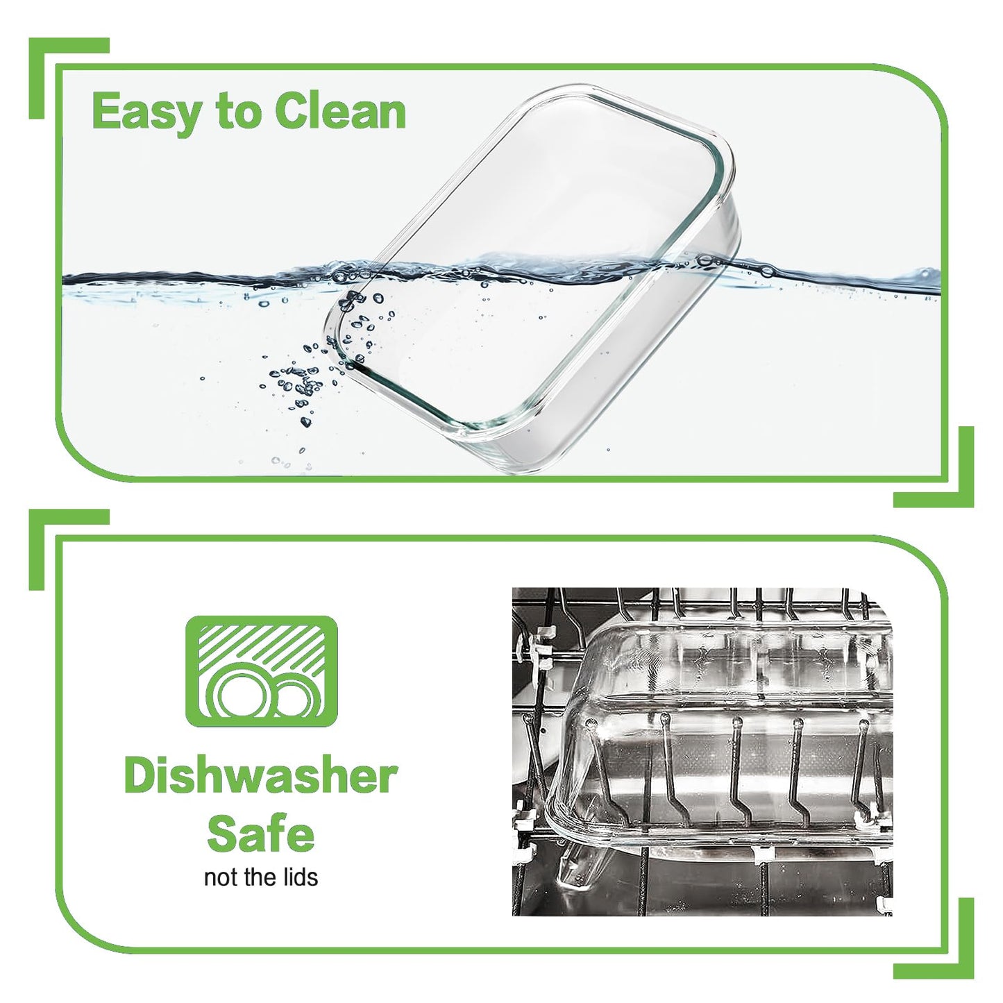 8 Pack 36oz Large Glass Meal Prep Containers with lids, Glass Food Storage Containers with Leak Proof Snap Lock Lids , Airtight Bento lunch Boxes, Kitchen Storage, Oven, Freezer and Dishwasher Safe