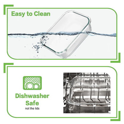 8 Pack 36oz Large Glass Meal Prep Containers with lids, Glass Food Storage Containers with Leak Proof Snap Lock Lids , Airtight Bento lunch Boxes, Kitchen Storage, Oven, Freezer and Dishwasher Safe