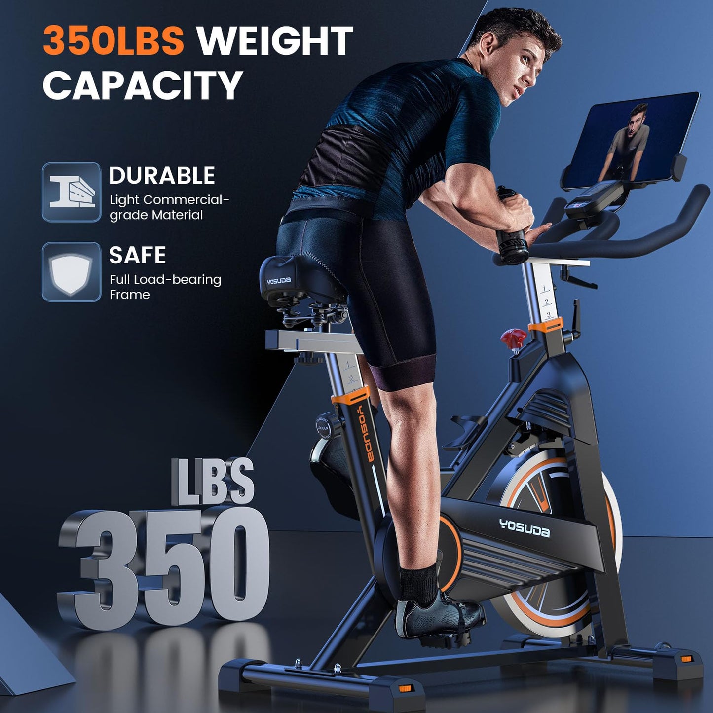 YOSUDA PRO Magnetic Exercise Bike 350 lbs Weight Capacity - Indoor Cycling Bike Stationary with Comfortable Seat Cushion, Silent Belt Drive