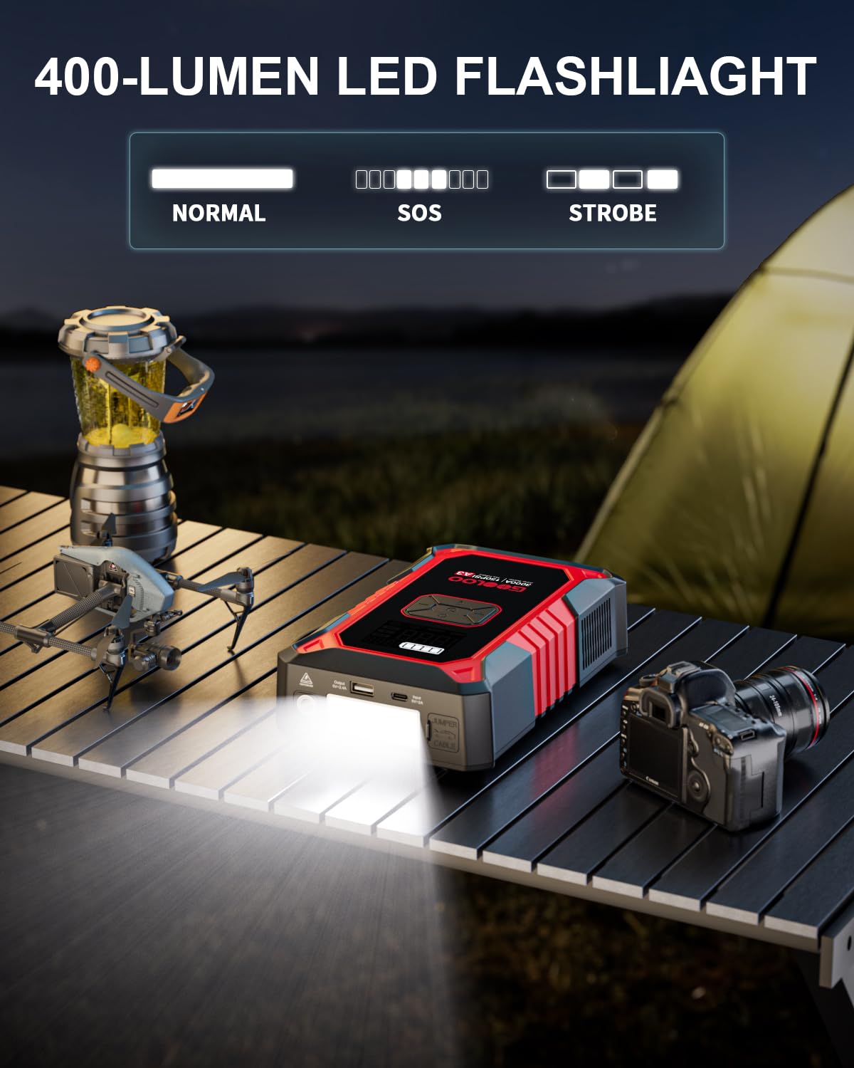 GOOLOO A3 Jump Starter with Air Compressor, 3000A Portable Car Battery Booster (9.0 Gas/6.5L Diesel) with 150PSI Auto-Shutoff Tire Inflator, 12V Supersafe Lithium Jump Box Car Battery Jumper Starter