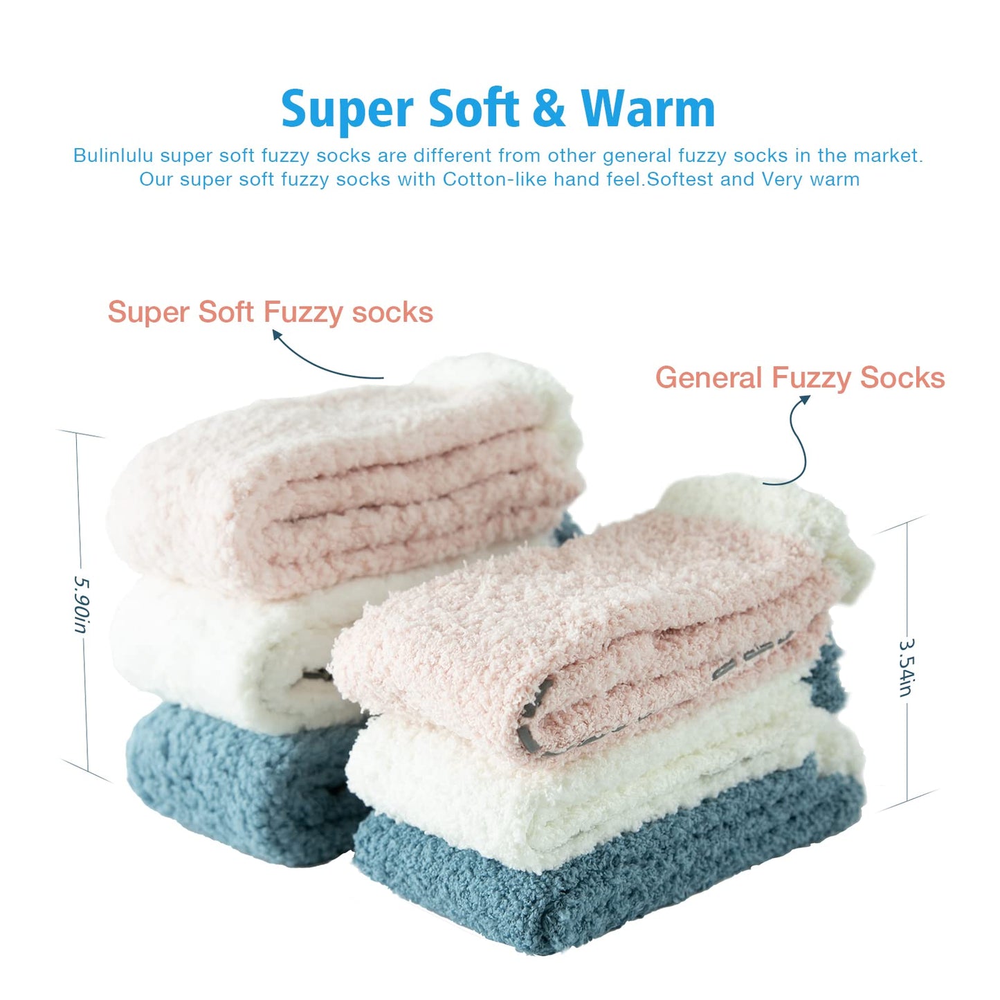 Bulinlulu Fuzzy Socks With Grips for Women,7 Pairs Non Slip Hospital Socks Sleep Warm Fluffy Socks Non-Skid Thick Slipper Socks with Grippers(Blue/Dark Grey/Brown/Purple/Pink/Green/White)