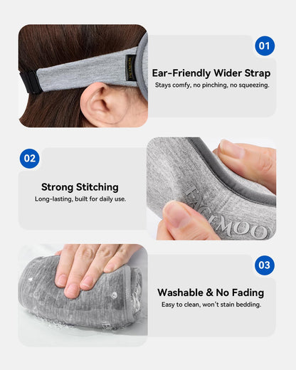 Weighted Eye Mask for Sleeping - Blackout Sleep Mask for Women Men, FACEMOON Lash Extension Eye Covers, Memory Foam, 3D Contoured, Airplane Travel Essentials, Blindfold for Meditation(Gray)