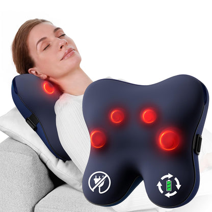 BOB AND BRAD Cordless Back Massager with Heat FSA HSA Eligible, Shiatsu Neck Massager for Pain Relief Deep Tissue, 3D Kneading Massage Pillow for Muscle Pain Relief, Birthday Gifts for Women Men