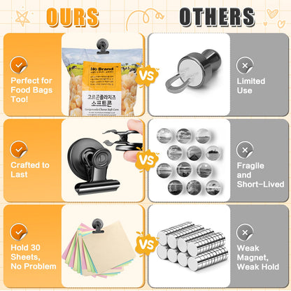 12pack Fridge Magnets Refrigerator Magnets Magnetic Clips Heavy Duty Detailed List Display Paper Fasteners on Home& Office& Teaching (Black, 12)