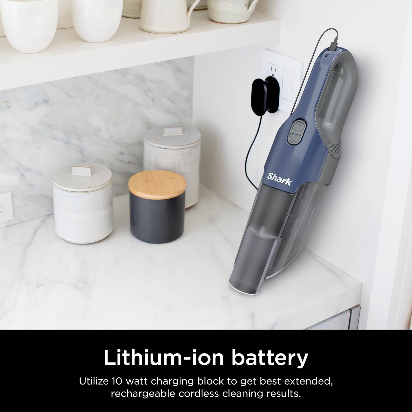 Shark Cyclone PET Handheld Vacuum with 8" Crevice Tool, HyperVelocity Suction, Navy Blue/Grey, CH701