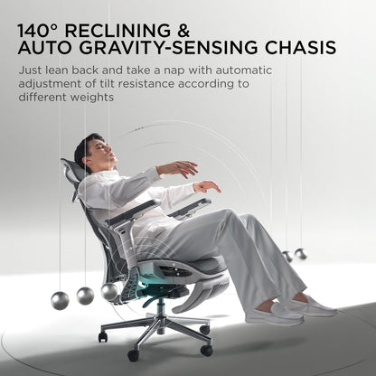 Hbada E3 Pro Ergonomic Office Chair, Big and Tall Office Chair - with 3-Zone Dynamic Lumbar Support, 4D Adjustable Headrest, 6D Adjustable Armrests, Swivel, Grey