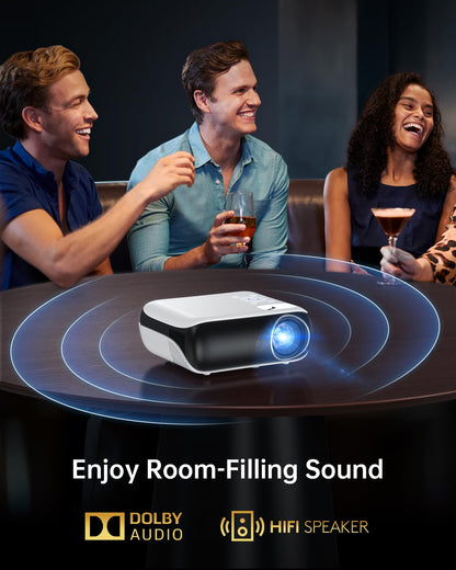 HAPPRUN Projector, Google TV Projector with WiFi and Bluetooth, 4K Support, Netflix-Licensed, HDR 10+, Native 1080P Outdoor Movie Projector, Smart Home Theater Projector Support Google Cast & Airplay