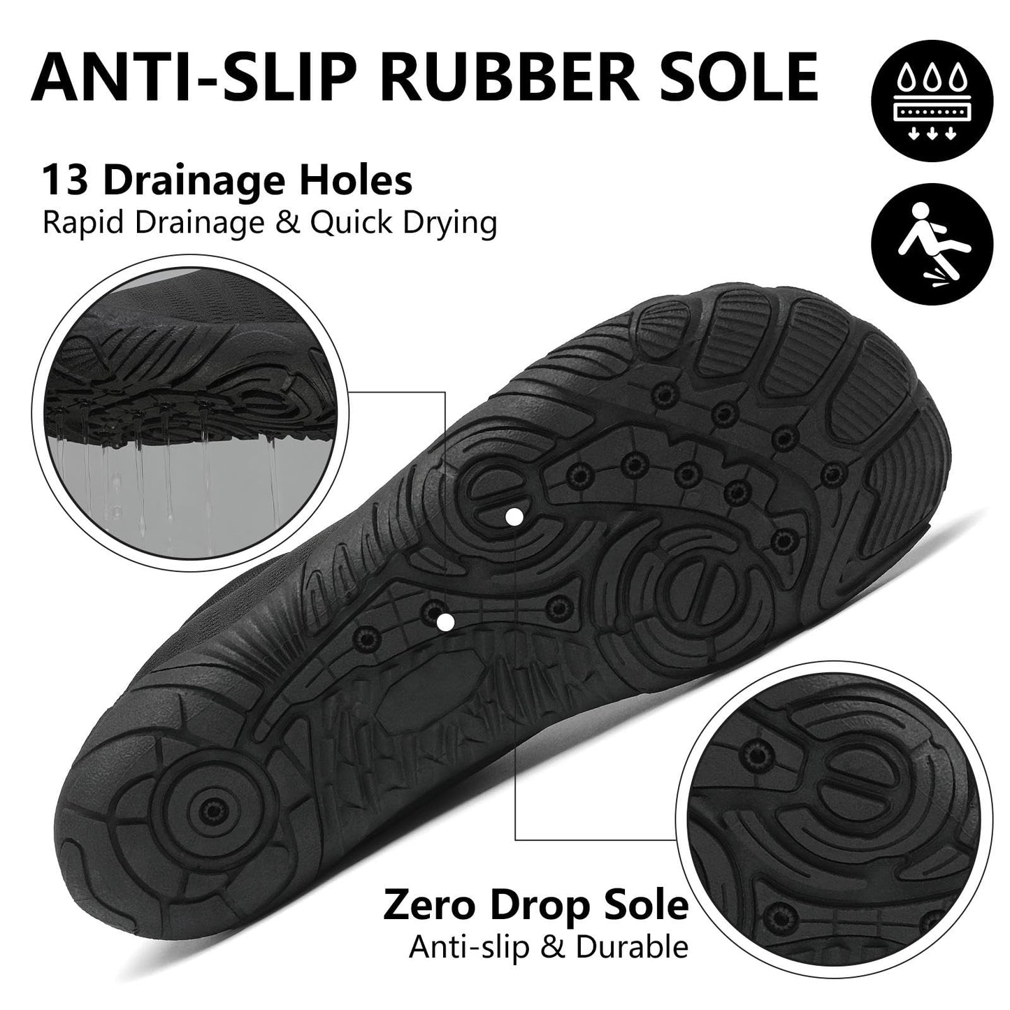 Mishansha Womens Mens Water Shoes Wide Toe Box Swim Beach Barefoot Shoes Quick Dry Non Slip Lividity Black 12.5 Women/10.5 Men