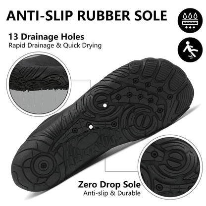 Mishansha Womens Mens Water Shoes Wide Toe Box Swim Beach Barefoot Shoes Quick Dry Non Slip Lividity Black 12.5 Women/10.5 Men