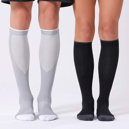FITRELL 3 Pairs Compression Socks for Women and Men 20-30mmHg- Circulation and Muscle Support Socks for Travel, Running, Nurse, Knee High, Medical Black+White+Grey L/XL