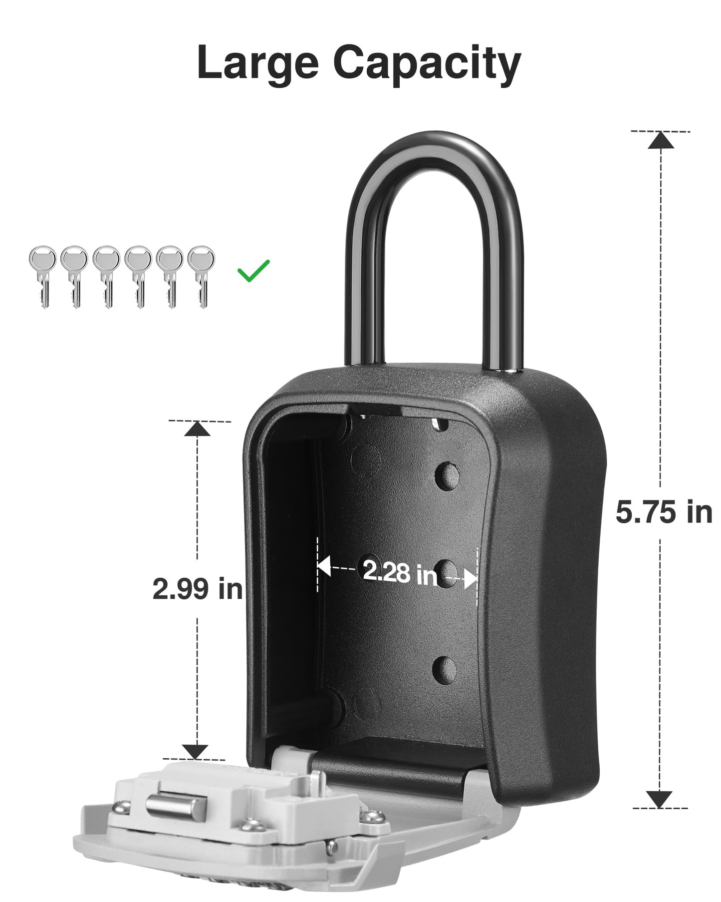 Puroma Lock Box, Key Lock Box Wall Mount & Portable Combination Lockbox with Resettable Code, Security Lockbox for Outside House Keys, Apartment Realtors Spare Keys Storage (1 Pack, Gray)