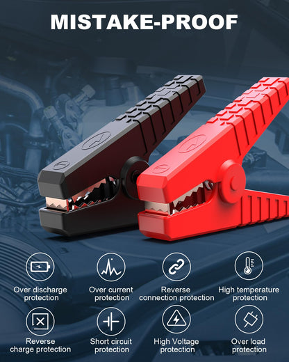 Versatile Car Jump Starter with Air Compressor, 6000A 26800mAh 150PSI (All Gas 8.0L Diesel) Car Battery Jumper Starter Portable Jump Box, Fast Charger with Jumper Cables, 160W DC, Larger Lights