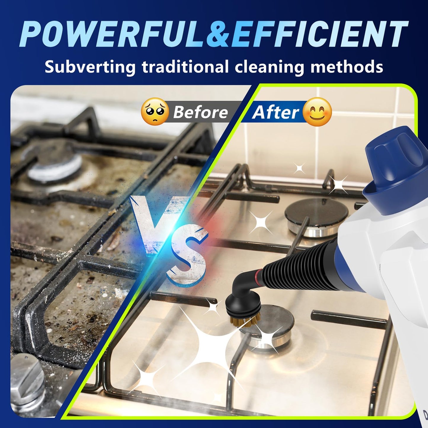 Steam Cleaner, Pressurized Handheld Steam Cleaner for Home with 12pcs Accessories & Safety Lock, Multi-Surface & Powerful Home Use Steamer for Cleaning, Car, Bathroom, Shower, Window, Grime, Grease