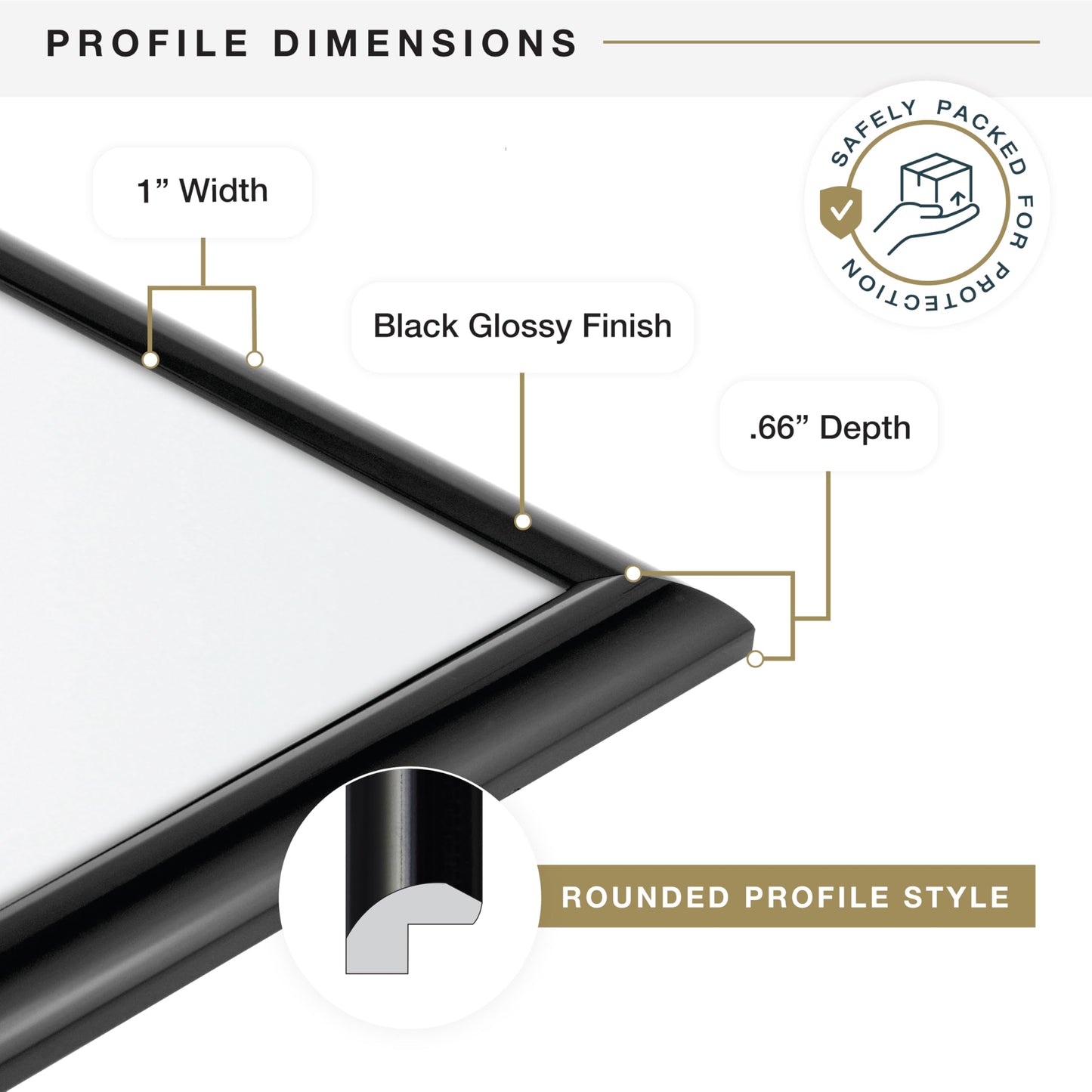 MCS Trendsetter 24x36 Poster Frame Black High-Gloss, Vertical & Horizontal Wall Hanging Large Picture Frame for Photos, Posters & Art Prints (2-Pack)
