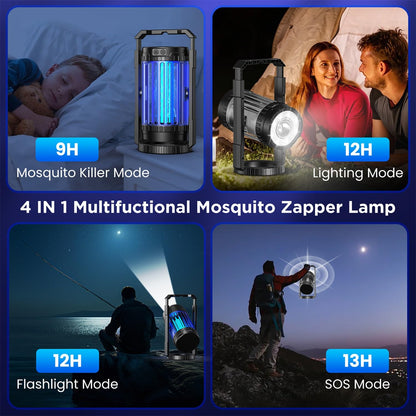 Evolpol Bug Zapper Outdoor & Indoor, 5000mAh Rechargeable 4 in 1 Electric Mosquito Zapper, 4200V with LED Light Hanging Portable Mosquito Killer，Fly Trap for Outdoor Patio, Camping, Backyard, Fishing