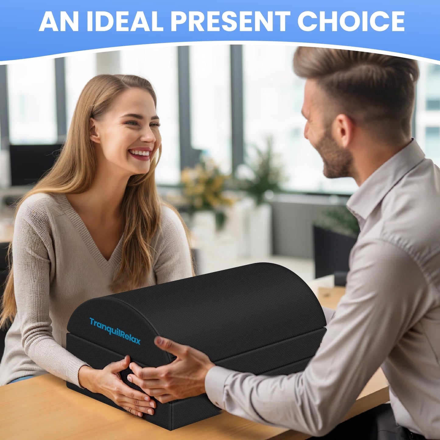 TranquilRelax Foot Rest for Under Desk at Work, Gaming Accessories Foot Stool with 3 Adjustable Heights & Washable Cover, Comfortable Office Desk Accessories, Footrest for Office, Home and Car (Black)