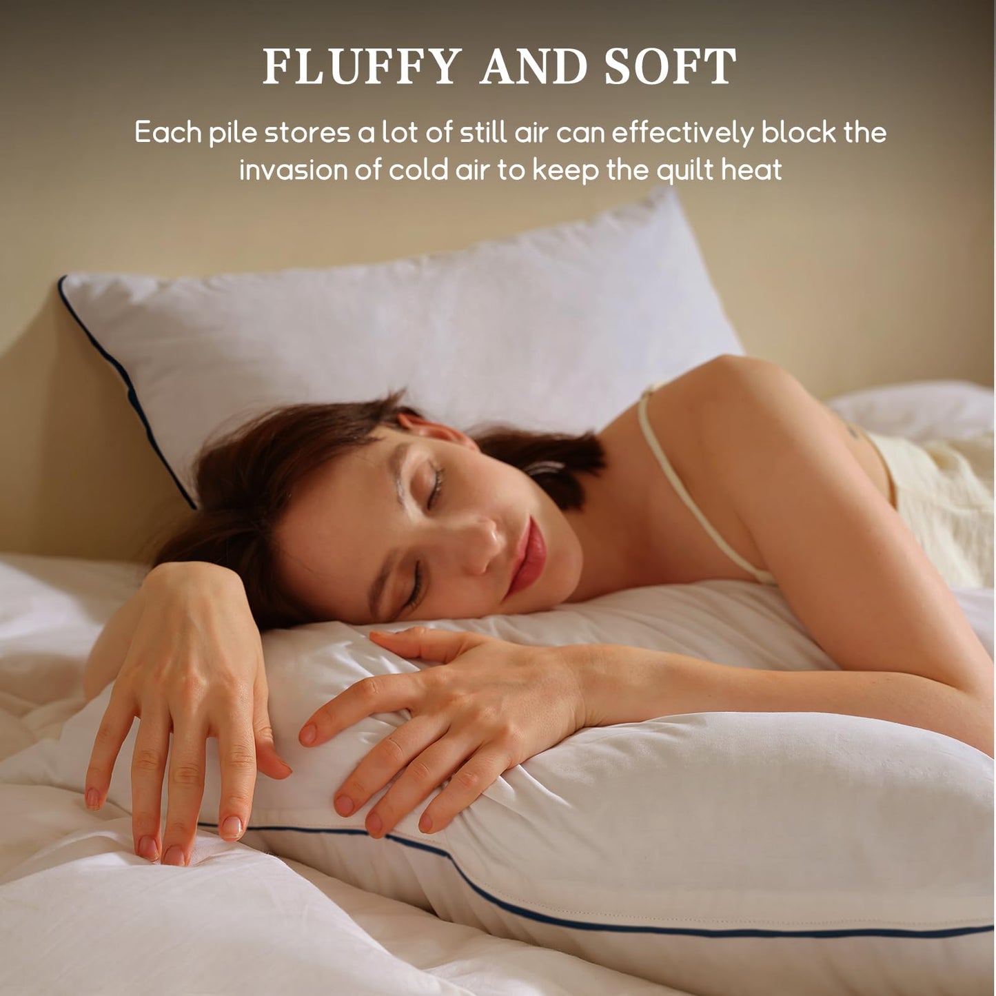BHZ Goose Down Feather Pillows Queen Size Bed Pillows Hotel Collection for Sleeping Soft and Supportive Pillows for Side Stomach Back Sleepers, Navy