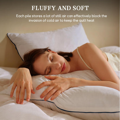 BHZ Goose Down Feather Pillows Queen Size Bed Pillows Hotel Collection for Sleeping Soft and Supportive Pillows for Side Stomach Back Sleepers, Navy