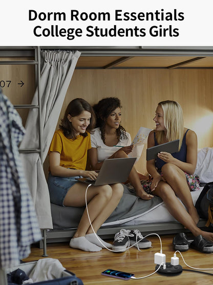 NTONPOWER Travel Power Strip With 3 USB Ports, Cruise Approved Flat Plug, 3Feet Extension Cord, On/Off Switch, Black i-Donut for Home, Hotel, Travel Cruise Ship Essentials