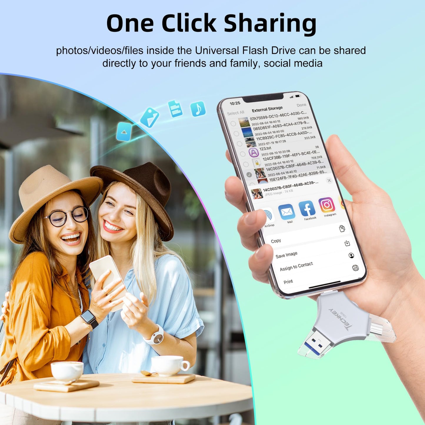 MFi Certified USB 3.0 Flash Drive 128GB for iPhone, 3in1 External Memory Photo Keeper Storage Stick for Picture/Video/Data Saver/Backup, High Speed Thumb/Jump/Hard Drives for iPhone/iPad/Android/PC