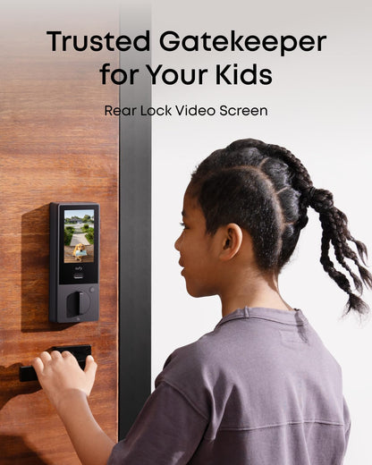 eufy FamiLock S3 Max, Smart Lock with Palm Vein Recognition, Keyless Entry Door Lock for Front Door, 3-in-1 Wi-Fi Keypad Deadbolt+ 2K HDR Camera+ Doorbell, ANSI/BHMA Grade 1, Rear Lock Video Screen