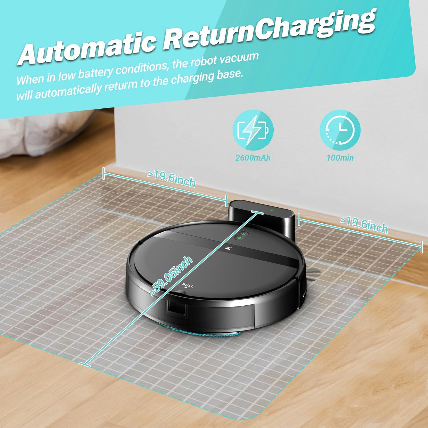 MANVINS Robot Vacuum and Mop Combo, Tangle-Free Powerful Suction, Robotic Vacuum Cleaner - Alexa & App Scheduling, Long Runtime, Automatic Robot Vacuum Cleaners for Home