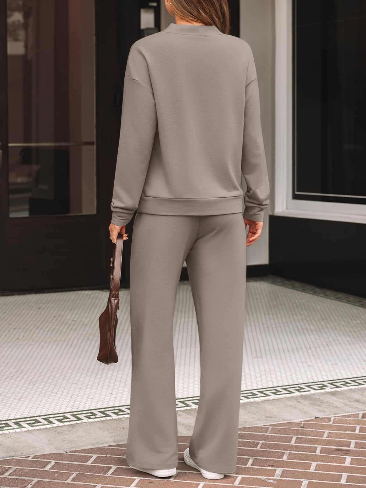 LILLUSORY Womens Lounge Two 2 Piece Sets Early Fall 2025 Fashion Outfits Clothes Clothing Matching Sweatsuit Sweat Suit Trendy Airport Travel Winter Loungewear Pajamas Cruise Old Money Nutmeg M