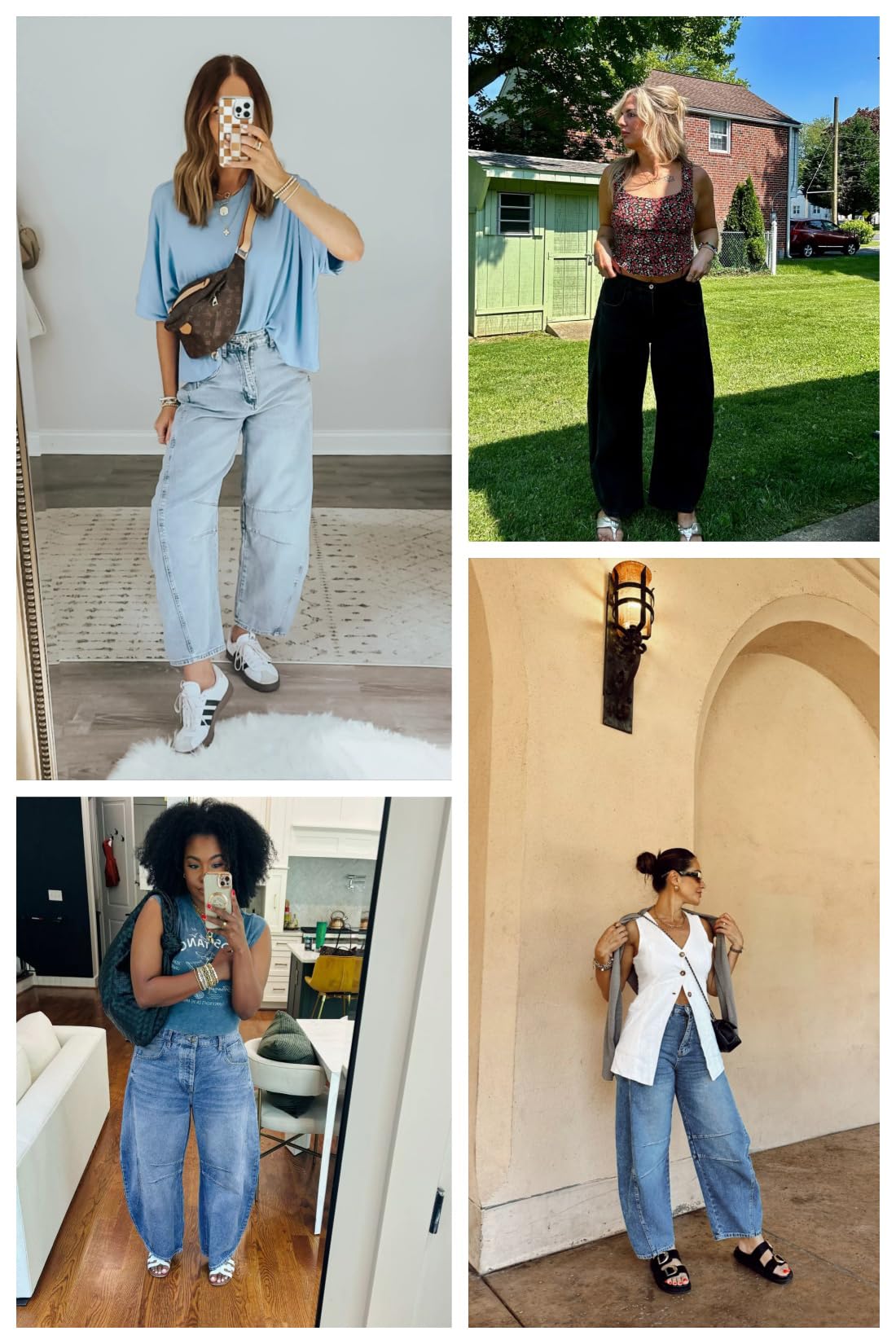 Allimy Womens Jeans High Waisted Mid Rise Baggy Loose Fit Ankle Barrel Leg Y2K Boyfriend Horseshoe Cropped Wide Leg Jeans for Women Trendy 2025 Denim Capri Pants Women Navy Blue Size 8