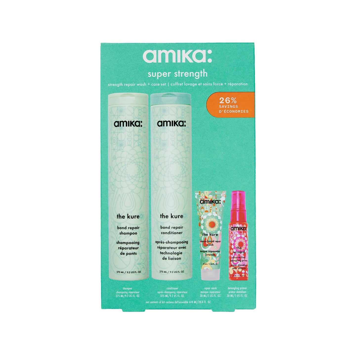 amika super strength repair wash + care set